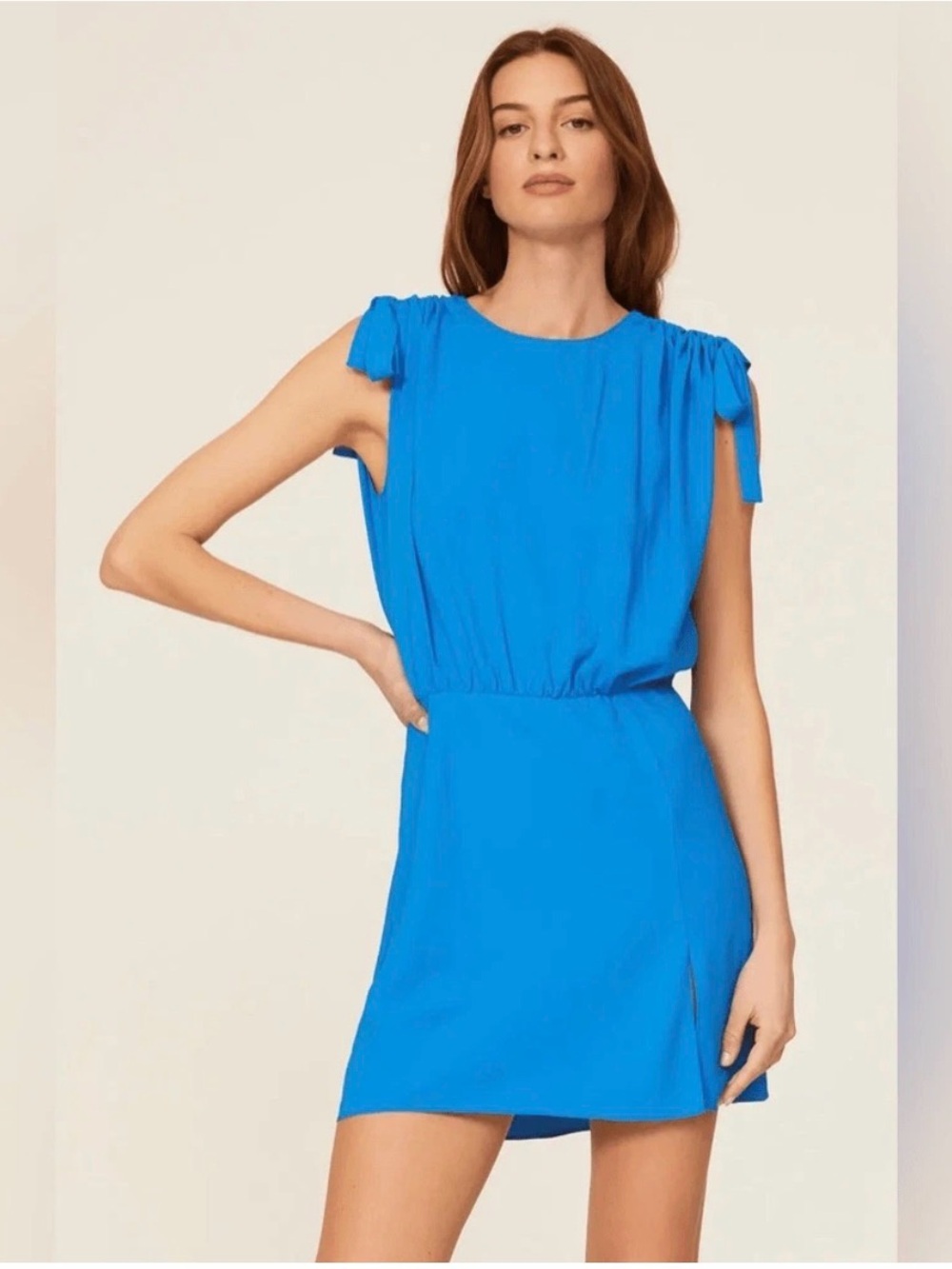 NWT Amanda Uprichard Electric Blue Olympus Sleeveless Tie-Shoulder Dress XS